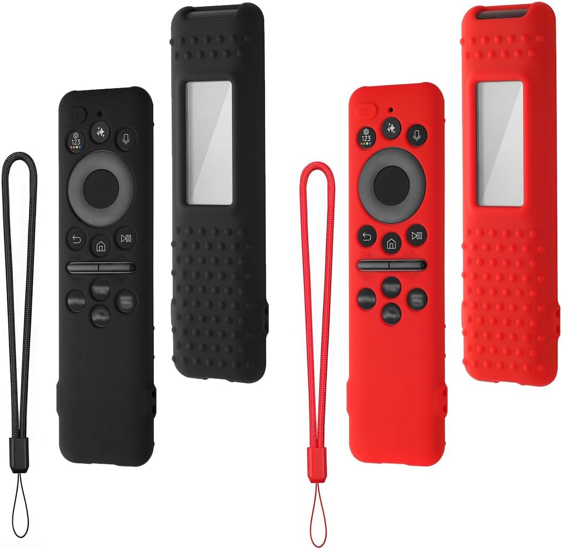 Funda Protectora de Silicona Compatible con Samsung BN59-01480A Solar Smart TV Mando Distancia 2025, AIYAAIYA Cubierta de Control para BN59-01432A BN59-01455A (Red + Black)