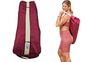 Perpetual Bolsa Esterilla de Yoga Pilates Algodón Orgánico 100% Ecológico Funda Transporte Viaje Mat Bag Correa Ajustable con Bolsillos Interior Tamaño Grande Ancha Compatible