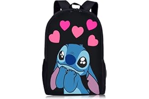 Qooloo Stitch Zaino Bambini, Stitch Zaino Scuola, Stitch Zainetto Scuola Elementari, Tracolla Regolabile Zaini per Bambino, Gift Adatto a Ragazzi e Ragazze