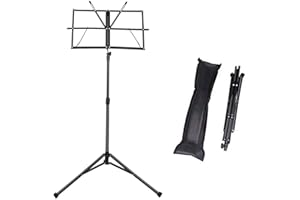 Mugig Notenständer, klappbarer Notenpult mit Tragetasche, Robust Orchesterpult aus Metall, Leicht Tragbar Musik ständer, Einstellbare Höhe, 1,26kg, für Lagern und Reisen (Schwarz)