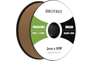 Brotree Paracord 2mm 50M Cuerda Nylon 1 Hebra Cuerda Paracaídas Tipo I para Exterior, Pulseras, Bricolaje - 45 kg Carga de Rotura (Marrón Oscuro)