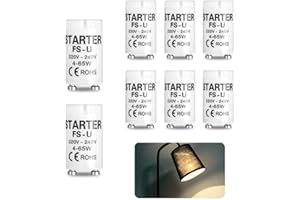 Bloomique 8-Pack Fluorescent & LED Light Starter Switches, White, 65W, 200-240V, T8 & T12 Compatible, Energy Efficient, Indoor Use