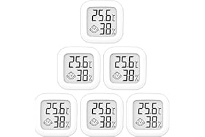 QIQIAZI Lot de 6 thermomètres hygromètres d'intérieur de haute précision - 10 °C à 70 °C - Pour chambre de bébé, salon, bureau, serre