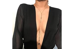 Sethain Boho Cadena de cristal Oro Cadenas del cuerpo Sostén Negro Cadenas multicapa Accesorios para el cuerpo Joyas para mujeres y niñas