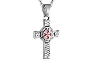 AsAlways Knight Templar Cross Necklace for Men Stainless Steel Retro Eternal Celtic Irish Knot Corss Pendant Necklace Jewelry Gift