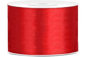 DaLoKu Satinband 6/12/25/38/50/100mm x 25m Geschenkband Schleifenband, Größe: 50mm x 25m, Farbe: Rot