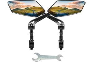 2 PCS ROTOPATA Bike Mirror for Bicycle Ebike Scooter Snowbike, Adjuatable HD Wide Angle Rear View Bicycle Mirrors and 360° Rotatable Safety Galss Design Bike Mirrors