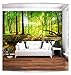 Produktbild decomonkey | Fototapete Wald 3D 250x175 cm XL | Tapete | Wandbild | Bild | Fototapeten | Tapeten | Wandtapete | Wanddeko | Wandtapeten | Baum Sonne Grün