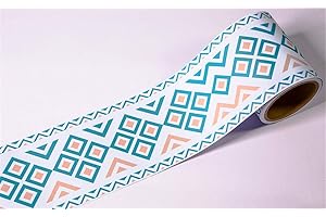 GUEST RUYUNLAI Cenefa Autoadhesiva Para DecoracióN De Pared De Cocina, BañO,Pvc Cenefa Autoadhesiva Para DecoracióN Collage geométrico 12CM X 600CM