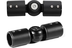 Konesky 2 connettori angolari Regolabili per aste per Tende, in Acciaio Inox, robusti, con Cerniera, connettore angolare, Supporto per Bastone per Tende con attrezzo a Vite per aste per bovindone da