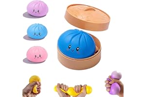 POP lina Dumpling Squishy mit Dampfgarer, Lustiges Antistressbälle Stressball-Squishy-Dumpling Für Erwachsene, Party Geburtstage Geschenke Dekoration (1 Stück Blau)