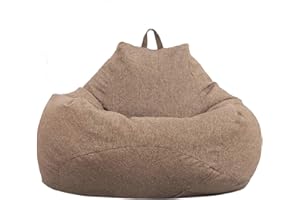 Anemoner Classic Bean Bag Sofa Cover, Lazy Lounger Bean Bag Storage Chair Cover without Filling, Solid Color Simple Design Outdoor and Indoor for Adults Kids (Brown, 100x120CM)