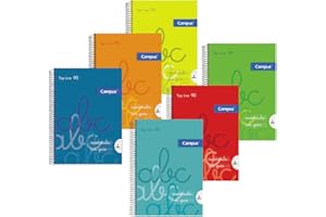 MAKRO PAPER Campus - Cuadernos A4 Cuadrícula Pauta 4x4mm, Tapa Polipropileno, 80 hojas, Pack de 6 blocs perfectos para uso escolar, aprender a escribir y hogar, Colores Surtidos (6 unidades)