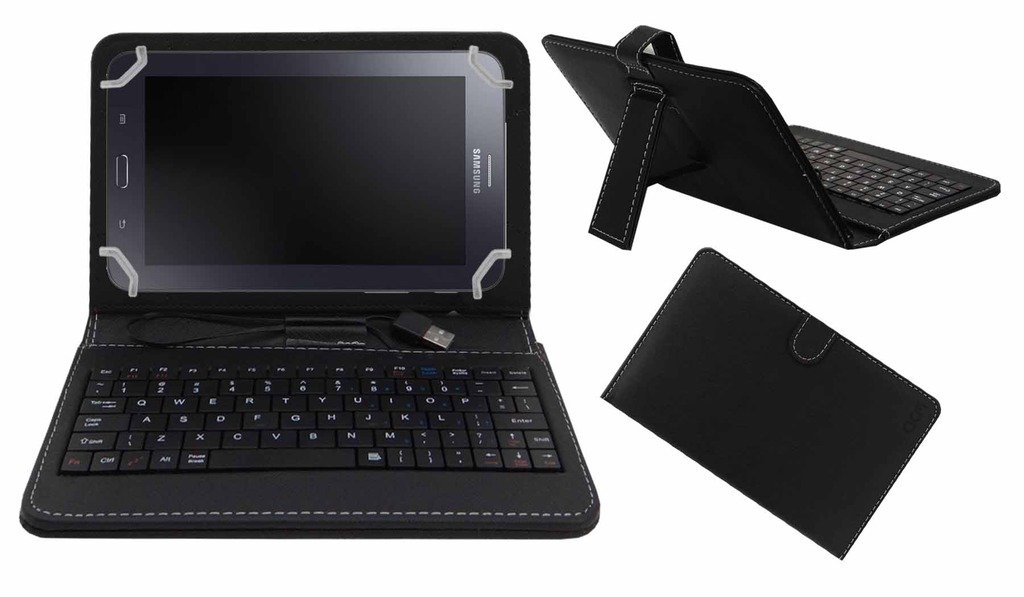 Acm USB Keyboard Case Compatible with Samsung Galaxy Tab Iris Tablet Cover Stand Study Gaming Direct Plug & Play - Black
