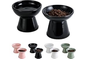 BATITIE Gamelle Chat Surélevée Gamelles Chats - Double Gamelle Surelevee pour Chat Ceramique avec Bande Antidérapante - Grande Bol Chat pour Nourriture et Eau - Ecuelle Chat Haute Anti Vomissement - Lot de 2
