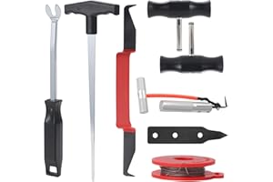 Faankiton 8 Pieces Car Windshield Removal Tools, Windscreen Removal Tool Kit, Windshield Disassembly Tools with Windscreen Window Glass Cutting Wire and T-shaped Handles for Variety of Vehicles