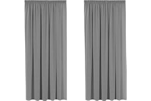 H.Versailtex 2 Pieces Blackout Pencil Pleat Curtains Draperies Room Darkening Thermal Insulated Energy Saving Drapes for Living Room with Two Free Tiebacks - Frost Grey, 46" by 54"