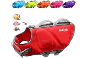 Sheripet Dog Life Jacket for Large Dogs, XL Good Visibility Dog Life Vest for Swimming with Reflective Stripes and Rescue Handle, Dog Flotation Vest (Red, XL)