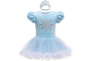 HIHCBF Neonata Costume di Carnevale Vestito da Principessa Pagliaccetto per Bimba Compleanno Festa Halloween Cosplay Natale Abitini per Bambina con Archetto