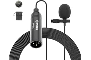 Moman MA6 Micro Cravate, 6M Lapel Lavalier Microphone Couplage Automatique, 3.5mm Clip-on Omnidirectionnel Mic Compatible Smartphone, Parfait pour l'interview de Diffusion Youtube