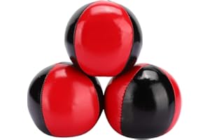 YANMIS Jonglierball 3 PCS, tragbarer Jonglierball Rot Schwarz Leder Jonglierball Indoor Spiel Jonglierball für Anfänger Kinder Erwachsene