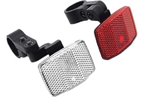 NA JarKuen 2 Pcs Front and Back Bike Reflectors Bicycle Wheel Spoke Reflectors Bracket Bike Plastic Tail Lights for Road Bike, Mountain Bike