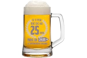 Colorfamily Boccale da Birra con Incisione Compleanno 25 Anni - 25 regalo con 24,99 - Idea Regalo Compleanno - capienza 50 cl