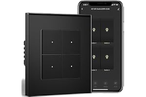 BSEEDLIFE Smart väggmonterad smart strömbrytare, wifi 4 gäng infälld strömbrytare, 86 x 86 mm, kompatibel med Alexa och Googl
