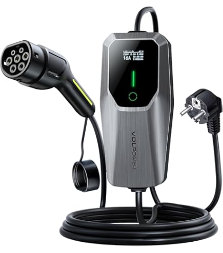 Typ-2-Ladekabel Schuko EV-Charger 3,68 KW - Einstellbare Ladeleistung, 6 M, Inkl. Tragetasche