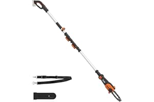 WORX Élagueuse Tronçonneuse sans Fil 20V WG349E.9, Guide de 20 cm, manche Télescopiqueavec hauteur de Coupe jusqu'à 3,6m, avec harnais et gaine de Lame, livrée sans Batterie ni Chargeur