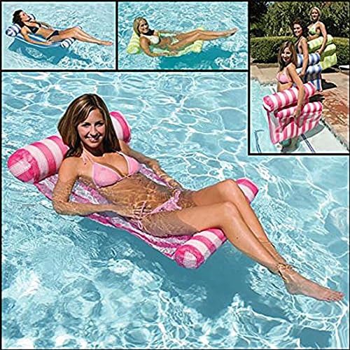Newest Premium Swimming Pool Float Hammock, Inflatable Swimming Pools Lounger, Water Hammock Lounge, Luxury Swimming Pool and Ocean Floating Water Hammock Lounge (Pink-Floating bed)
