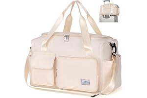 FIORETTO for Ryanair Airlines Cabin Bags 40x20x25 Underseat Travel Hand Luggage Carry on Bag Weekend Overnight Duffle Holdall Bag for Women and Men with Shoulder Strap Beige