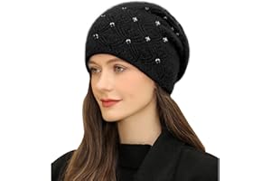Adigaber Femme Slouch Beanie Bonnet Ample Bonnet Tricoté avec éclaboussures métalliques épais Taille Unique