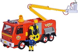 Simba - Sam le Pompier - Ultimate Jupiter - Camion Pompier avec Talkie-Walkie + 1 Figurine - Sons et Lumières - Fonction Jet d'Eau - Piles Incluses - 109251098038