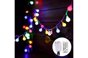 TOMSHINE Globe String Lights Mains Powered 13M/43ft 100 LED Outdoor Fairy Lights Multi-Color 8 Modes Waterproof with Remote Control for Party Living Room Bedroom Patio Garden (13m 100led Multi-colored Plug in)