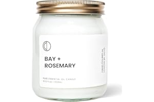 OCTŌ Candela profumata Bay + Rosemary da 300 ml, in barattolo di cera di soia naturale al 100%, durata 60 ore, realizzata a mano nel Regno Unito