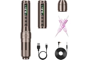 Biomaser U1 Pro Wireless Semi-Permanente Makeup-Maschine, sechs Schlag einstellbarer kabelloser Stift mit 2 1000mAh Batterien, OLED-Display für semi-permanentes Makeup