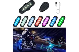 LCXECNW 1 lámpara estroboscópica de 7 colores para drones, luces anticolisión para drones, luz estroboscópica LED inalámbrica, para motocicletas, Dirt Bike,E-Bike,Coches, Barcos RC,Drones