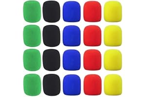 Docache Esponja Microfono Cubierta, 20 Pcs Espuma Microfono Cubierta, Micrófono del Parabrisas, Espuma de Parabrisas de Micrófono, Micrófono Cubierta Pantalla de Espuma, Para Fiesta Discurso, Coro (A)