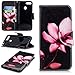 Produktbild sinogoods Für Huawei Y6 2018 / Huawei Honor 7A Hülle, Premium PU Leder Schutztasche Klappetui Brieftasche Handyhülle, Standfunktion Flip Wallet Case Cover - Lotus