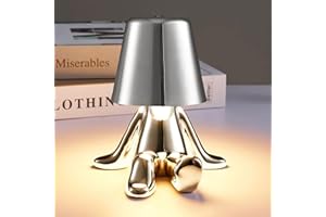 SUNJULY Lampada da Comodino con Controllo Touch, Lampada da Scrivania a LED con Decorativa Del Pensatore, 3 Livelli Dimmerabile USB Ricarica Lampada da Tavolo per Camera da Letto Soggiorno Decorazione Regalo