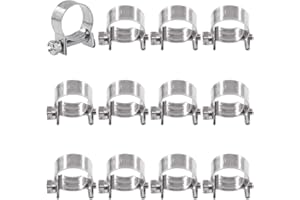 Swpeet Kit assortito di fascette stringitubo in acciaio inox 304, 12 pezzi, 15-17 mm, per auto, agricoltura, impianti e costruzioni