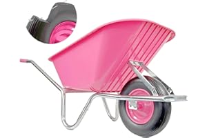 ‎MATRIX Matrix Schubkarre 100l Liter 250 kg verzinkt Vollgummireifen Schubkarren groß Garten Scheibtruhe Bauschubkarre Kunststoffwanne pink | Rahmen verzinkt | Metall Felge mit Kugellager | leicht und stabil