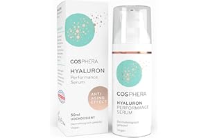 ‎COSPHERA Cosphera Hyaluron Serum hochdosiert 50ml Vegan I Hyaluronsäure Konzentrat Microneedling geeignet I Anti Falten Creme für Augen, Gesicht, Hals & Dekollete Anti Aging Gel für Frauen und Männer