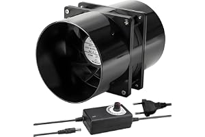 Joycabin 100 mm rörfläkt, frånluftsfläkt, med hastighetsregulator, rörfläkt, värmebeständig fläkt, tyst rökfläkt för kök, toalett, växthus, garage