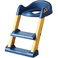 ECVV Potty Training Toilet Seat, Foldable Stool With Ladder, Used In Most Toilets, Can Bear 75kg, (BLUE)
