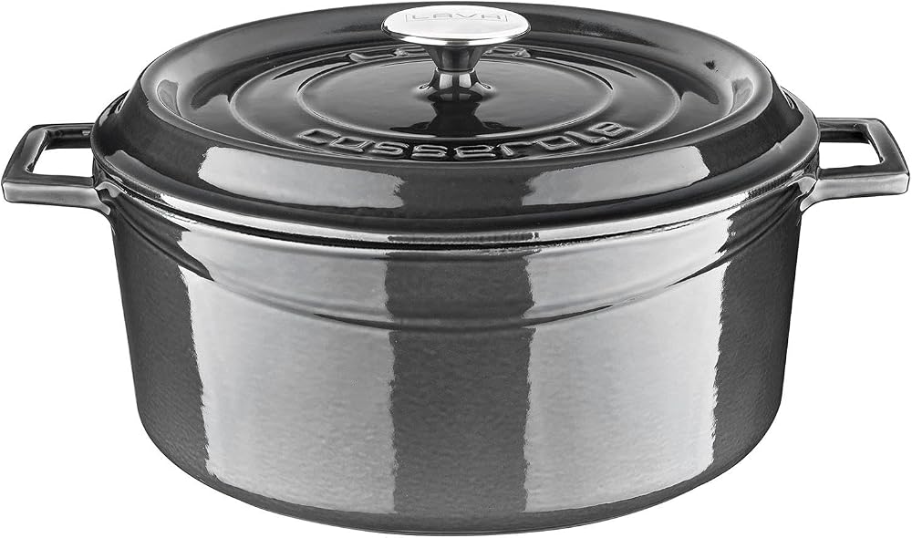 Lava Metal Premium Serisi - Döküm Yuvarlak Tencere, 28 cm, Majolik Gri