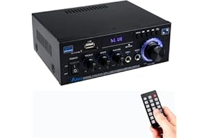 NAMYOPRCE 400Wx2 Amplificatore Audio, Bluetooth 5.0 Amplificatore Max 400W Auto 4.1 Canali, Amplificatore Stereo hifi 40W X 2 +Subwoofer attivo Uscita di picco con Lngresso USB/Scheda SD/ 110-240V a 12V