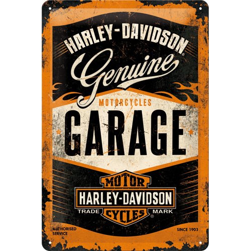 Nostalgic Art Harley Davidson Garage - Placa decorativa, metal, 20 x 3