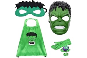 FISAPBXC Capa de Hullk para Niños, Disfraces de Supperhéroes para Infantiles Capa Máscaras Launcher Glove Juguetes Máscara de Fieltro para Regalo De Cumpleaños, Fiesta, Cosplay, Halloween, Mascarada